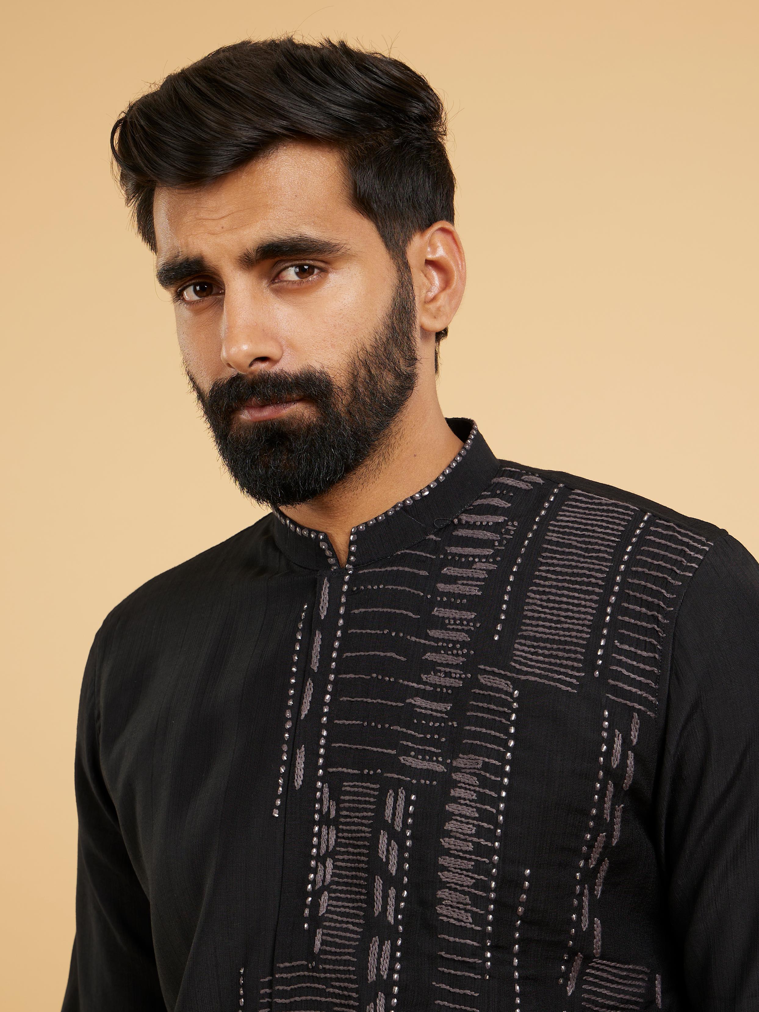 Twamev Men Black Splendour Kurta Pajama