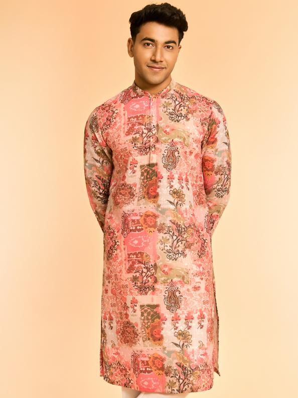 Diwas Men Peach Color Resplendent Kurta