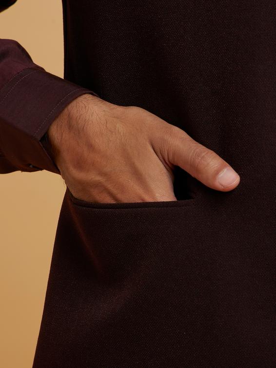 Twamev Men Maroon Elegance Kurta Jacket Set