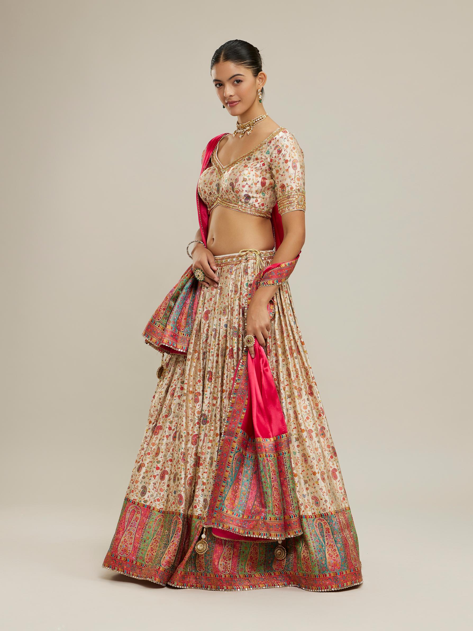 Twamev Women Cream Magic Splendor Lehenga