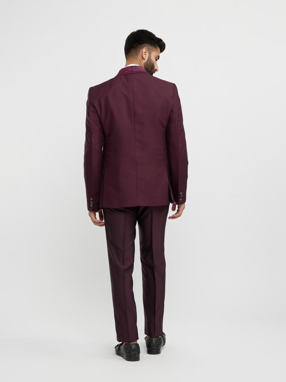 Twamev Men Regal Wine Suit Set Ensemble