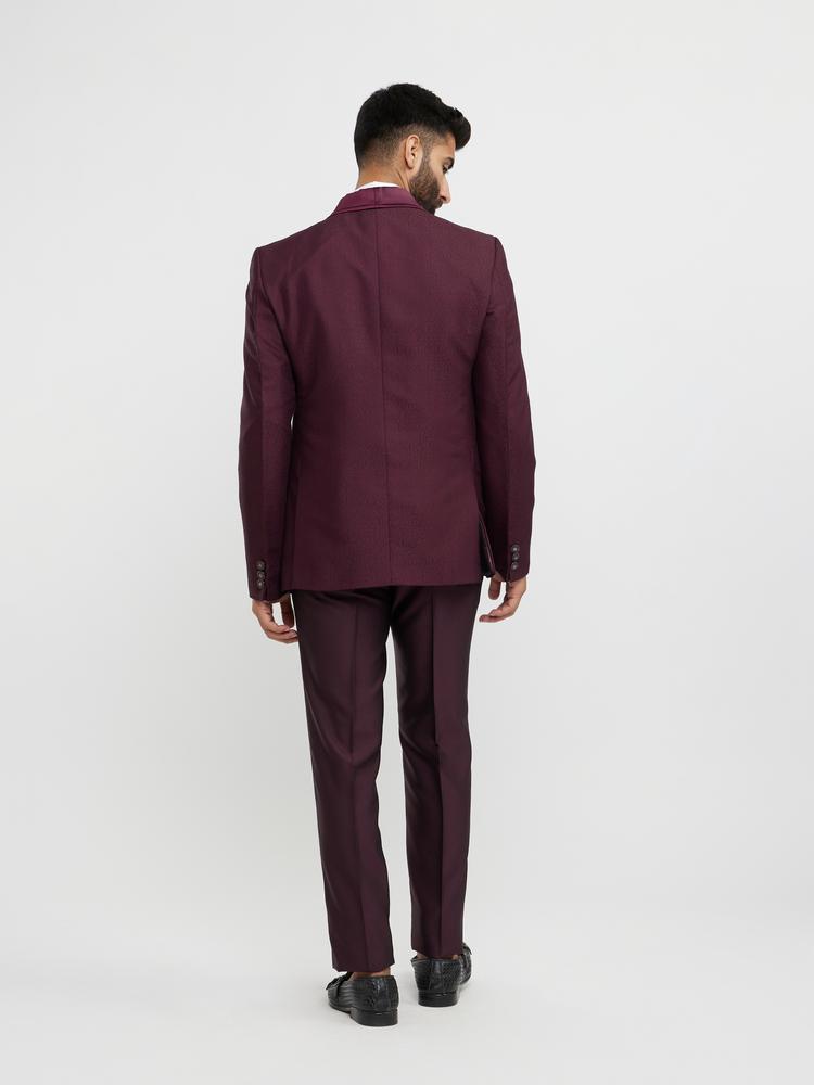 Twamev Men Regal Wine Suit Set Ensemble