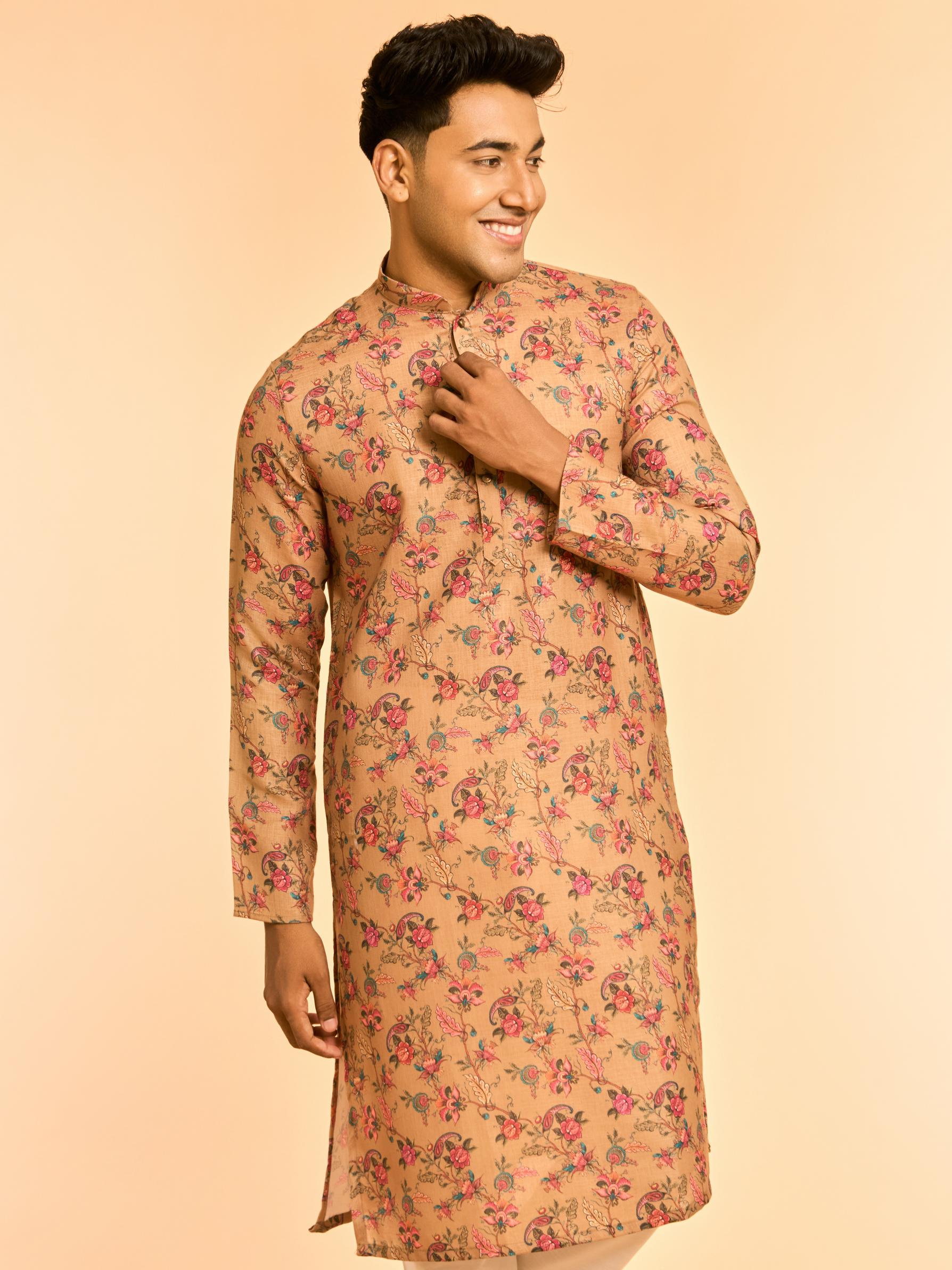 Diwas Men Mehndi Green Majestic Kurta