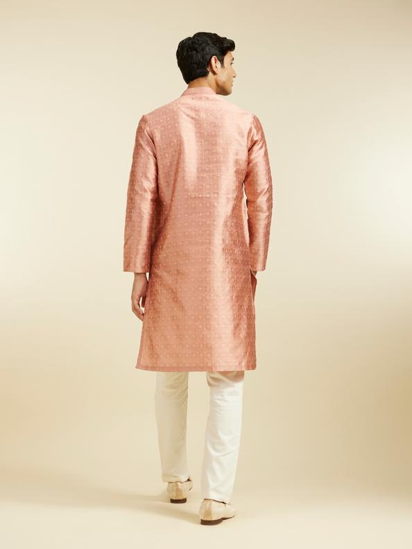 Diwas Men Peach Amber Star Self Patterned Kurta