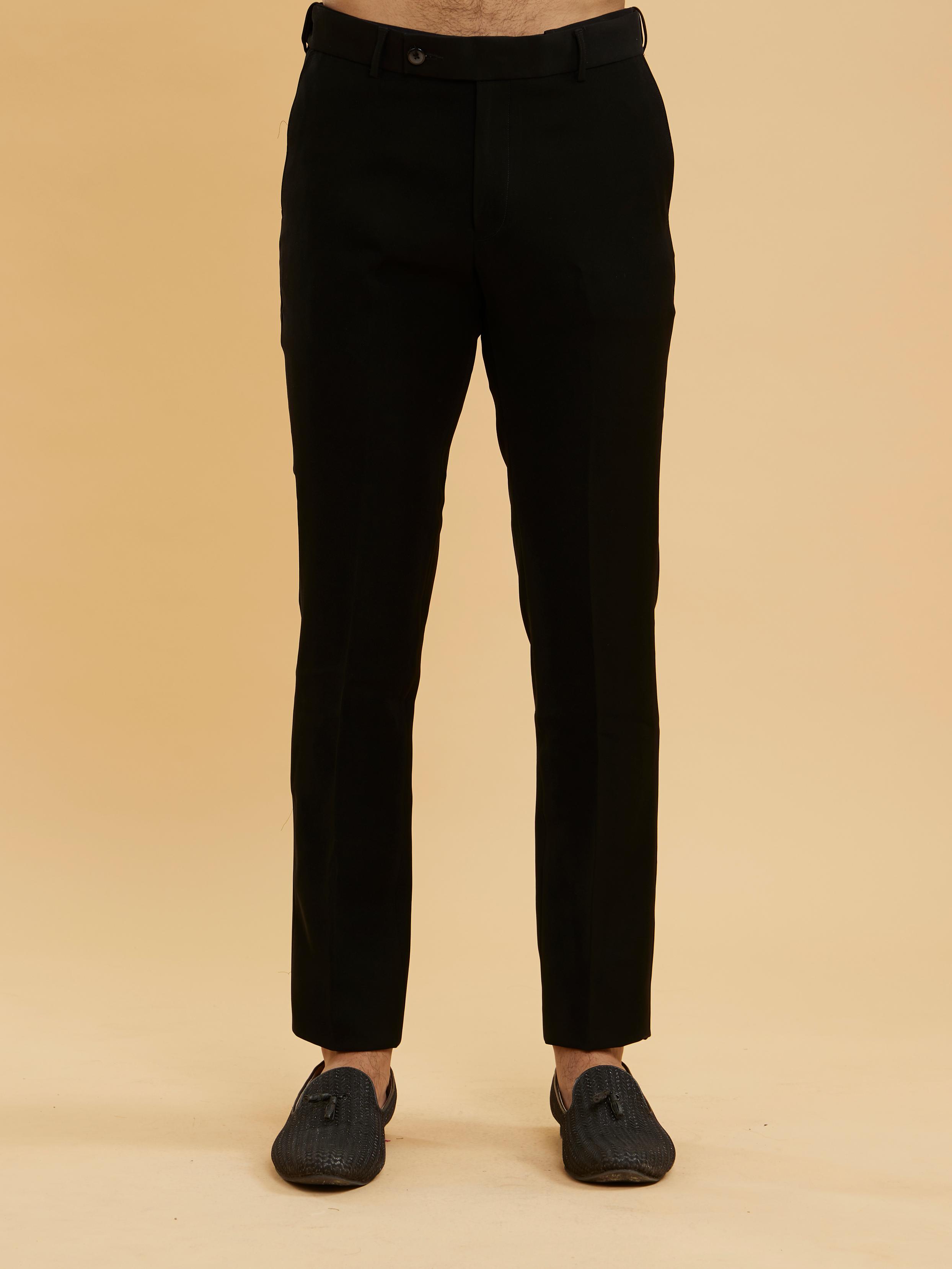 Twamev Men Midnight Blue Embellished Tuxedo Suit Set