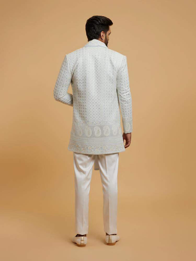 Twamev Men Light Blue Grandeur Indo Western