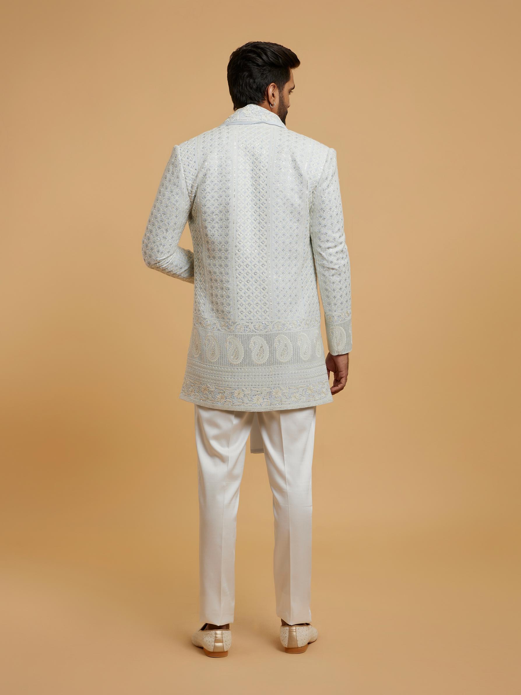 Twamev Men Light Blue Grandeur Indo Western