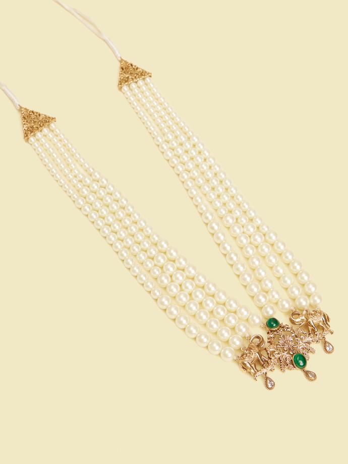 Twamev Men Traditional Beaded Cream Mala