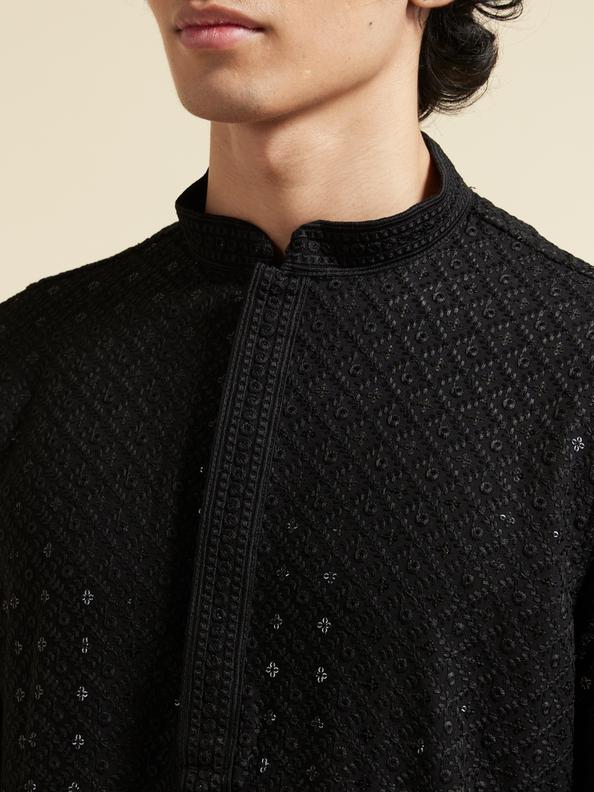 Diwas Men Black Elegance Kurta Pajama