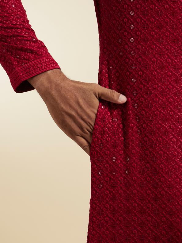 Diwas Men Maroon Elegance Kurta Pajama