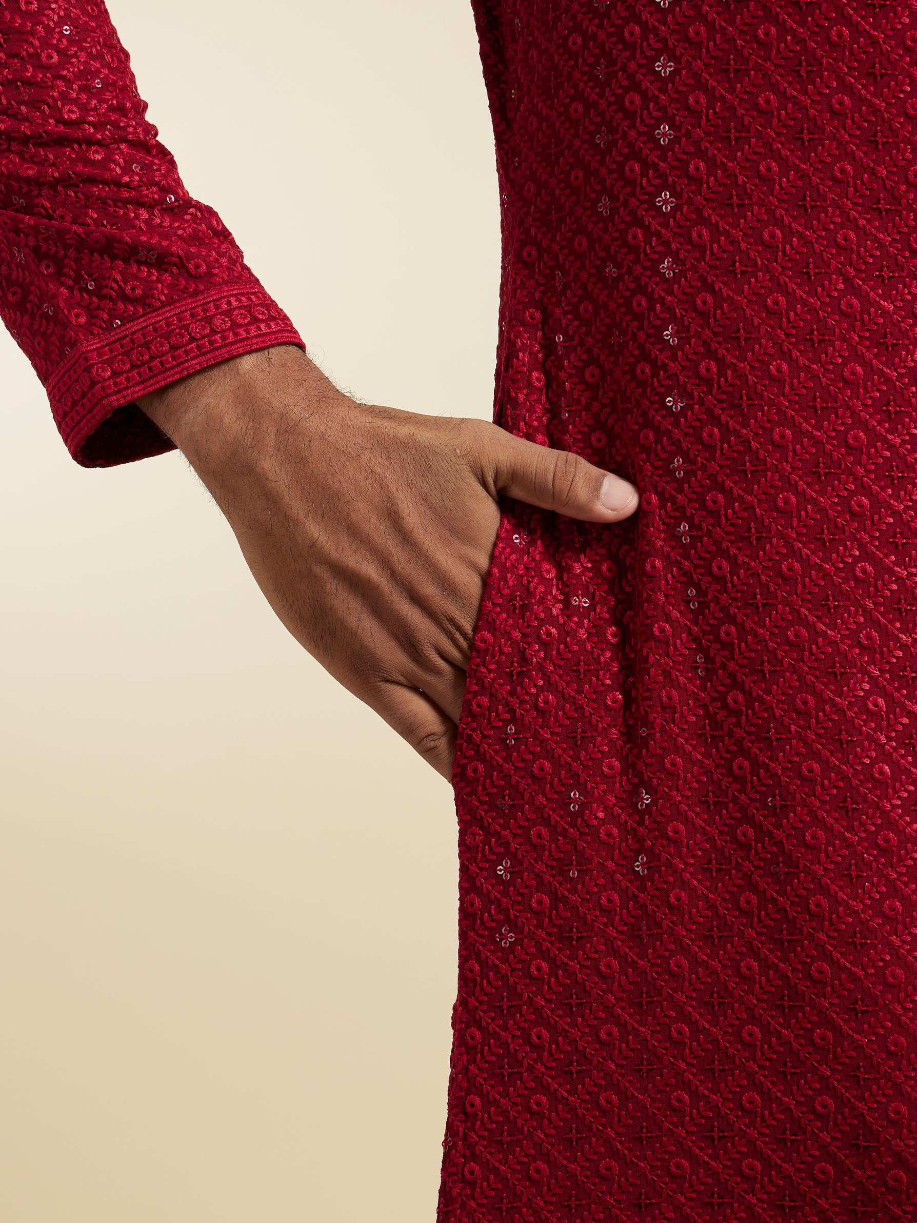 Diwas Men Maroon Elegance Kurta Pajama