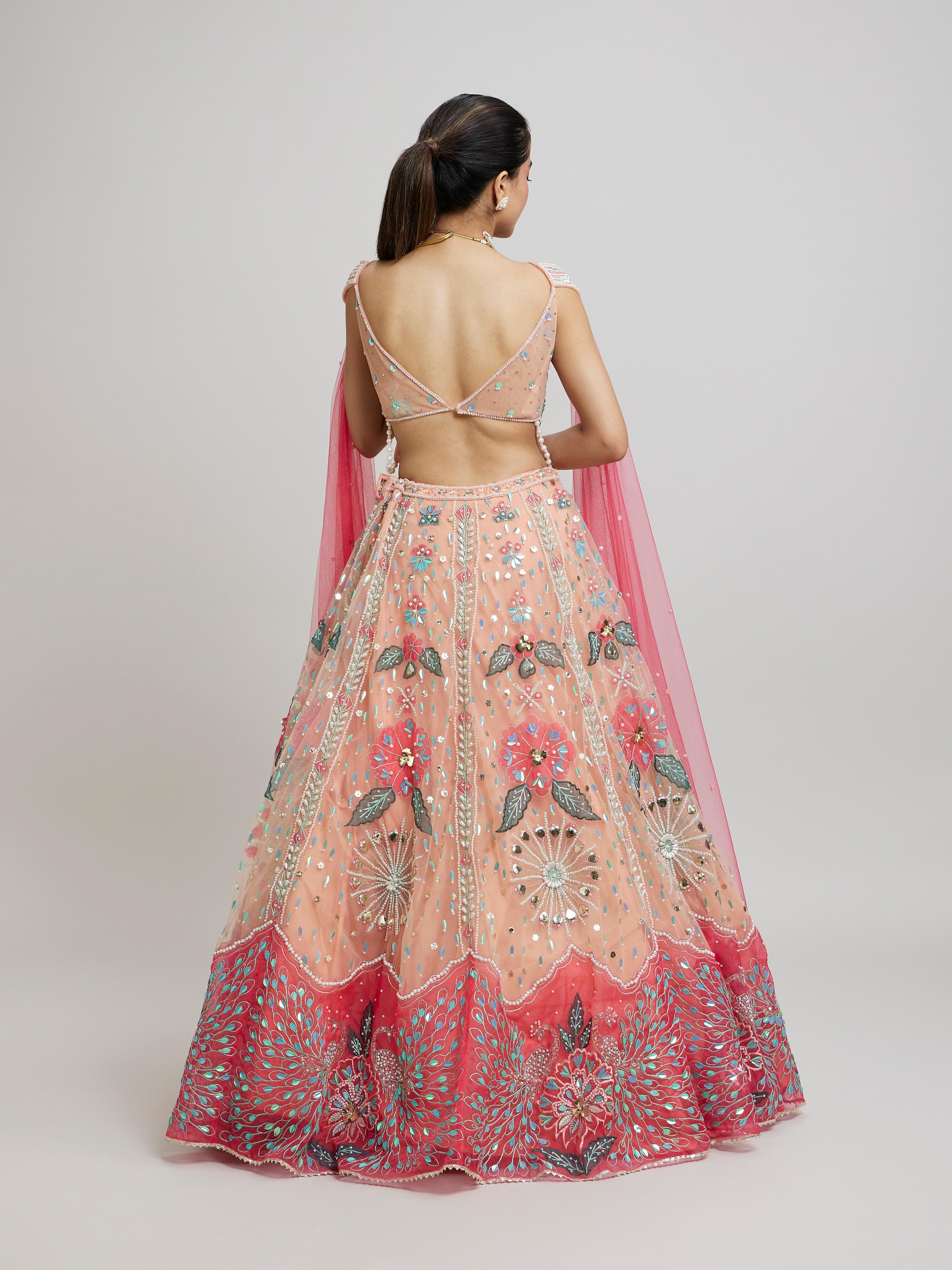 Twamev Women Dreamy Pink Net Lehenga