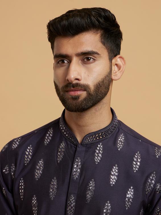 Twamev Men Elegant Dark Blue Kurta Pajama