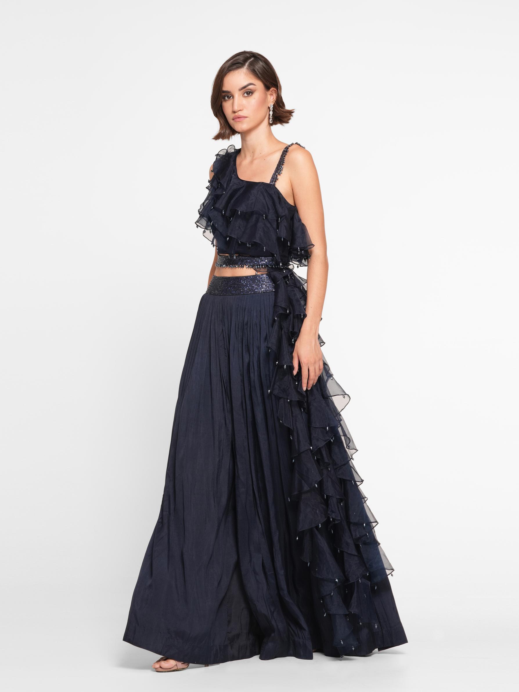 Twamev Women Ethnic Blue Elegance Indo Western
