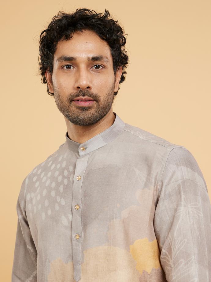 Twamev Men Elegant Grey Kurta Pajama Set
