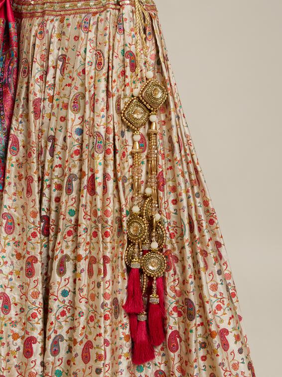 Twamev Women Cream Magic Splendor Lehenga