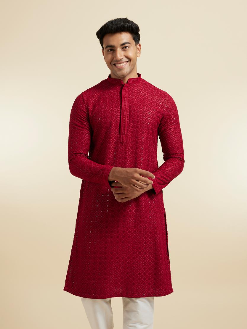 Diwas Men Maroon Elegance Kurta Pajama
