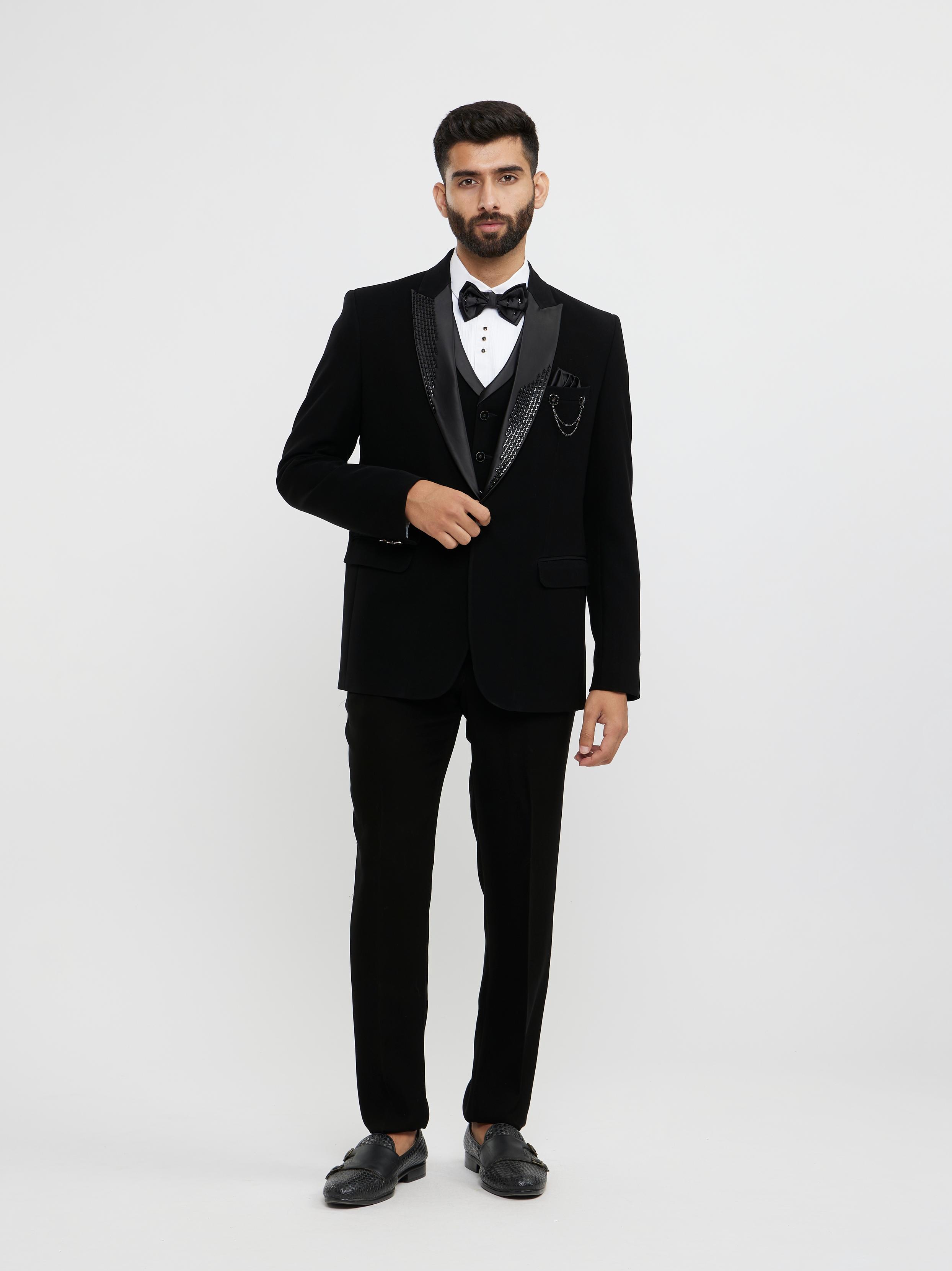 Twamev Men Black Elegance Suit Set