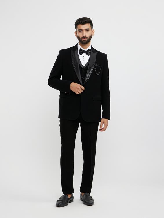 Twamev Men Black Elegance Suit Set