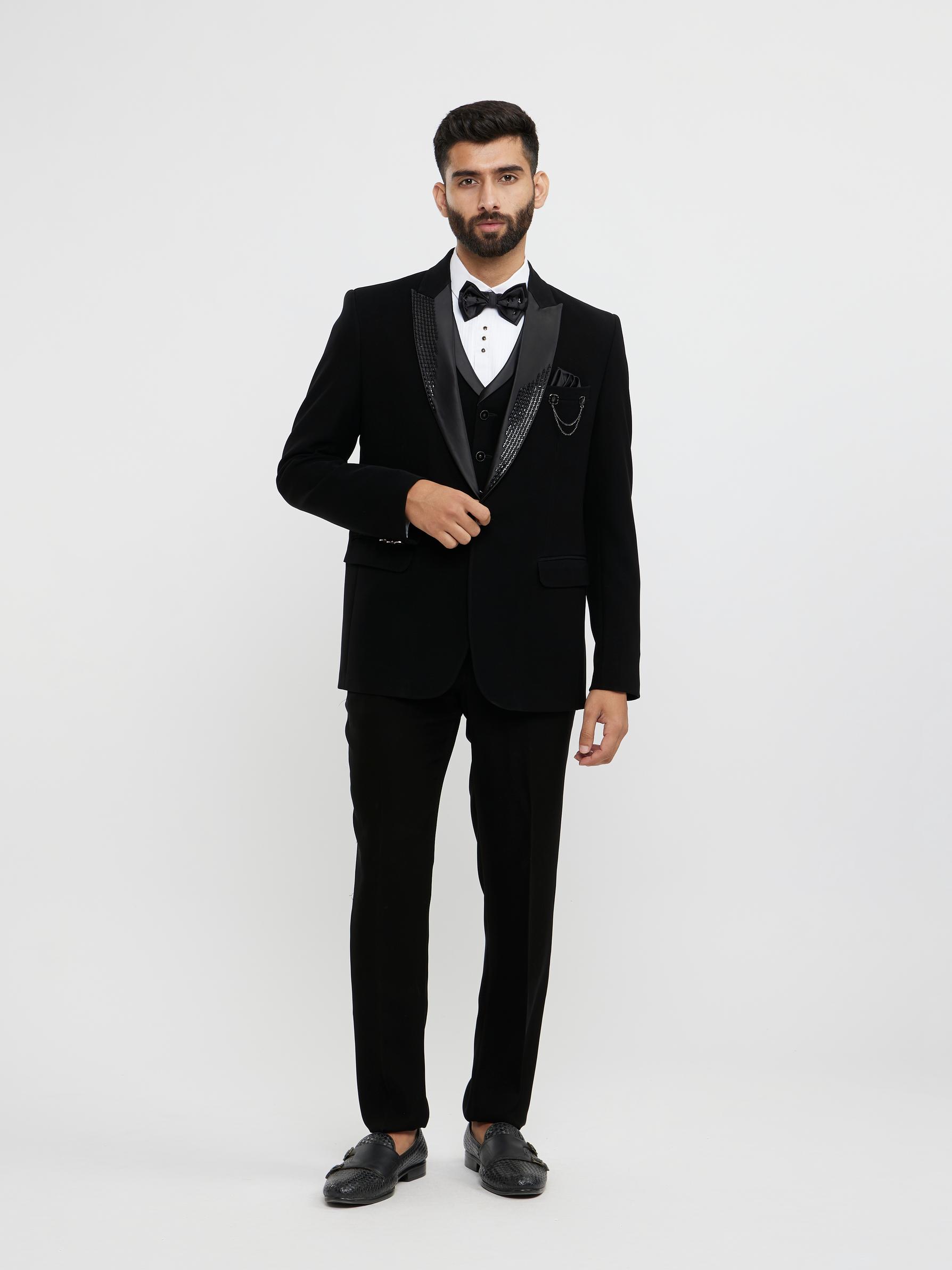Twamev Men Black Elegance Suit Set