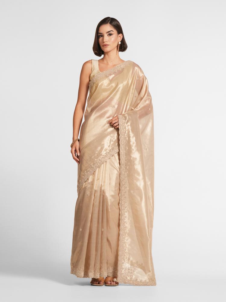 Twamev Women Radiant Gold Tissue Saree