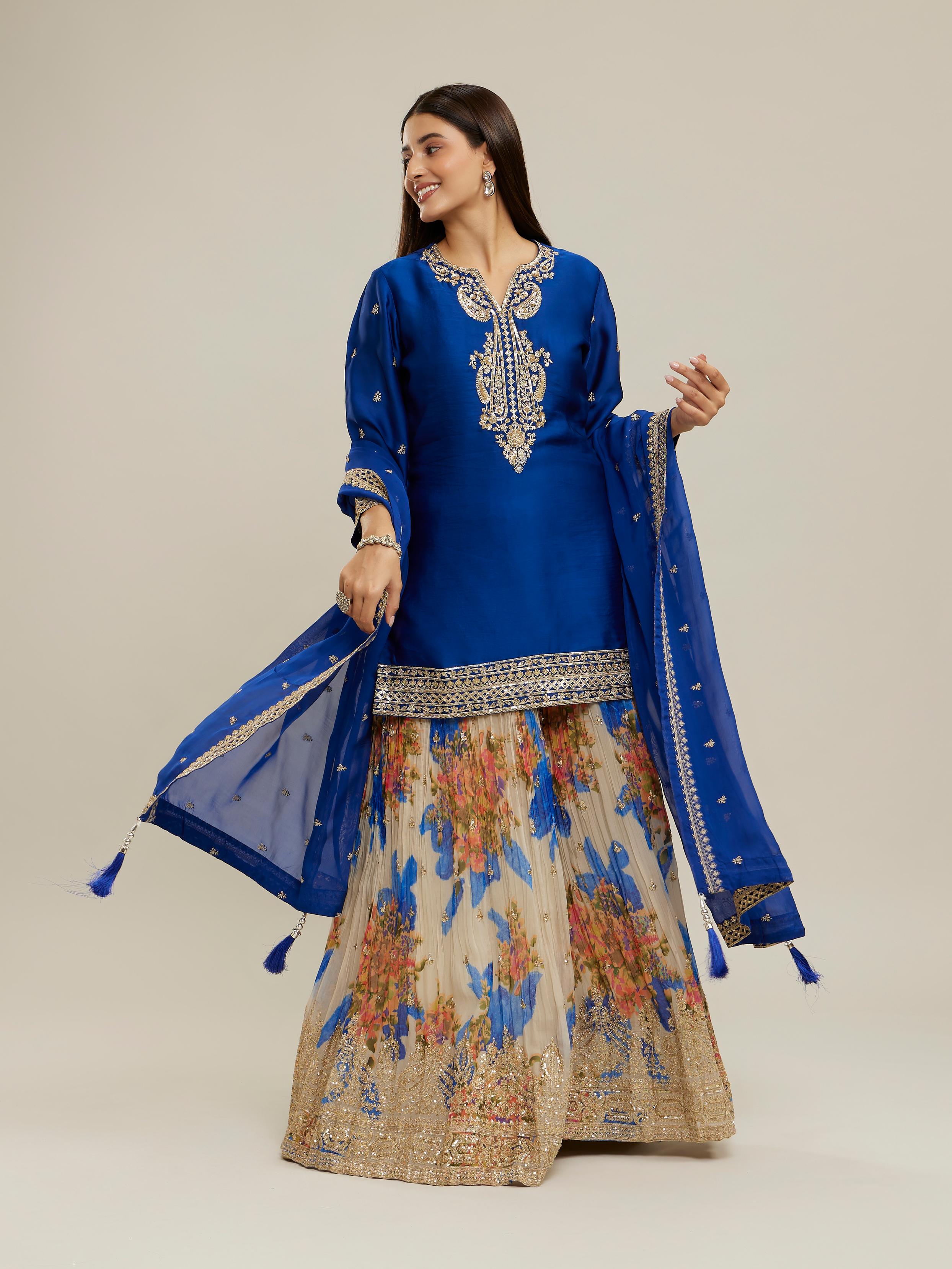 Twamev Women Striking Indigo Blue Stitched Suit