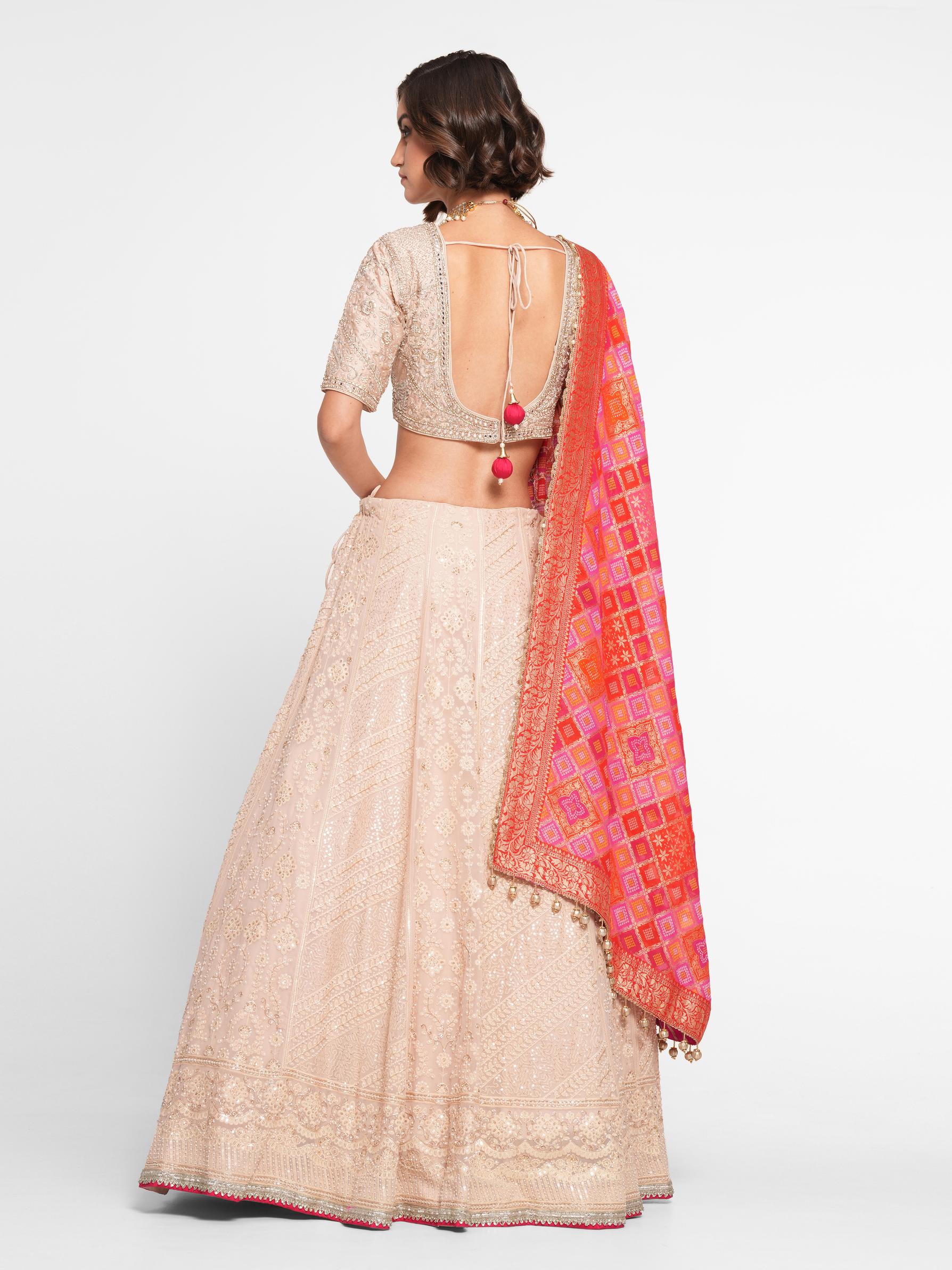 Twamev Women Light Pink Georgette Skirt Top