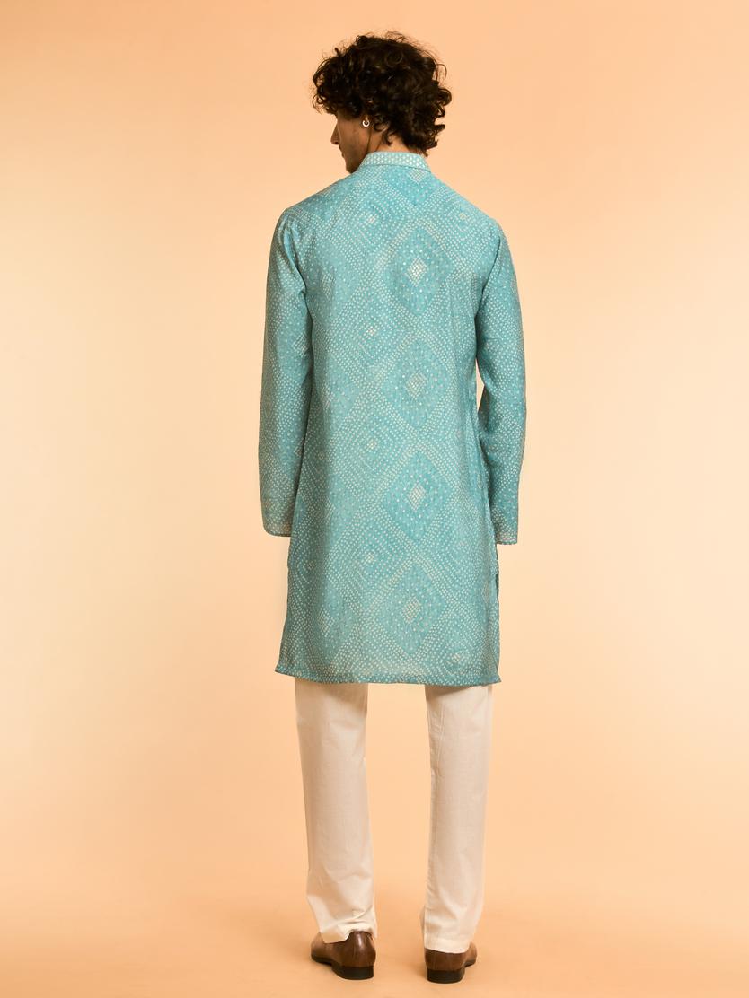 Diwas Men Turquoise Blue Festive Kurta