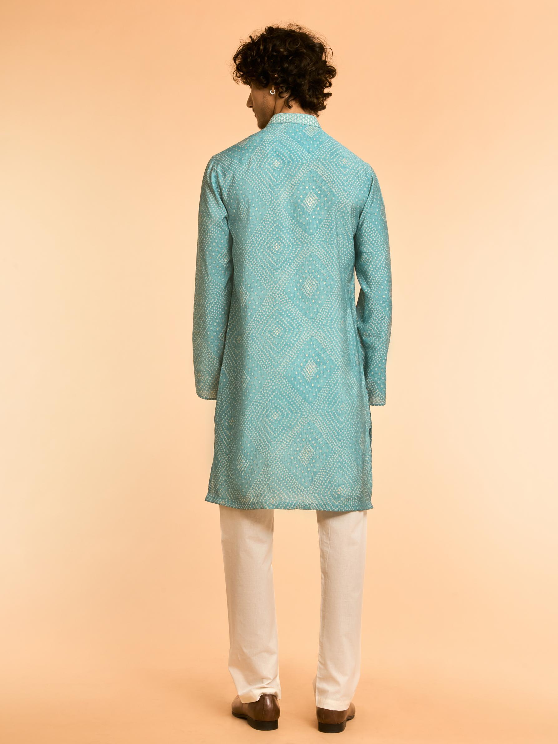 Diwas Men Turquoise Blue Festive Kurta