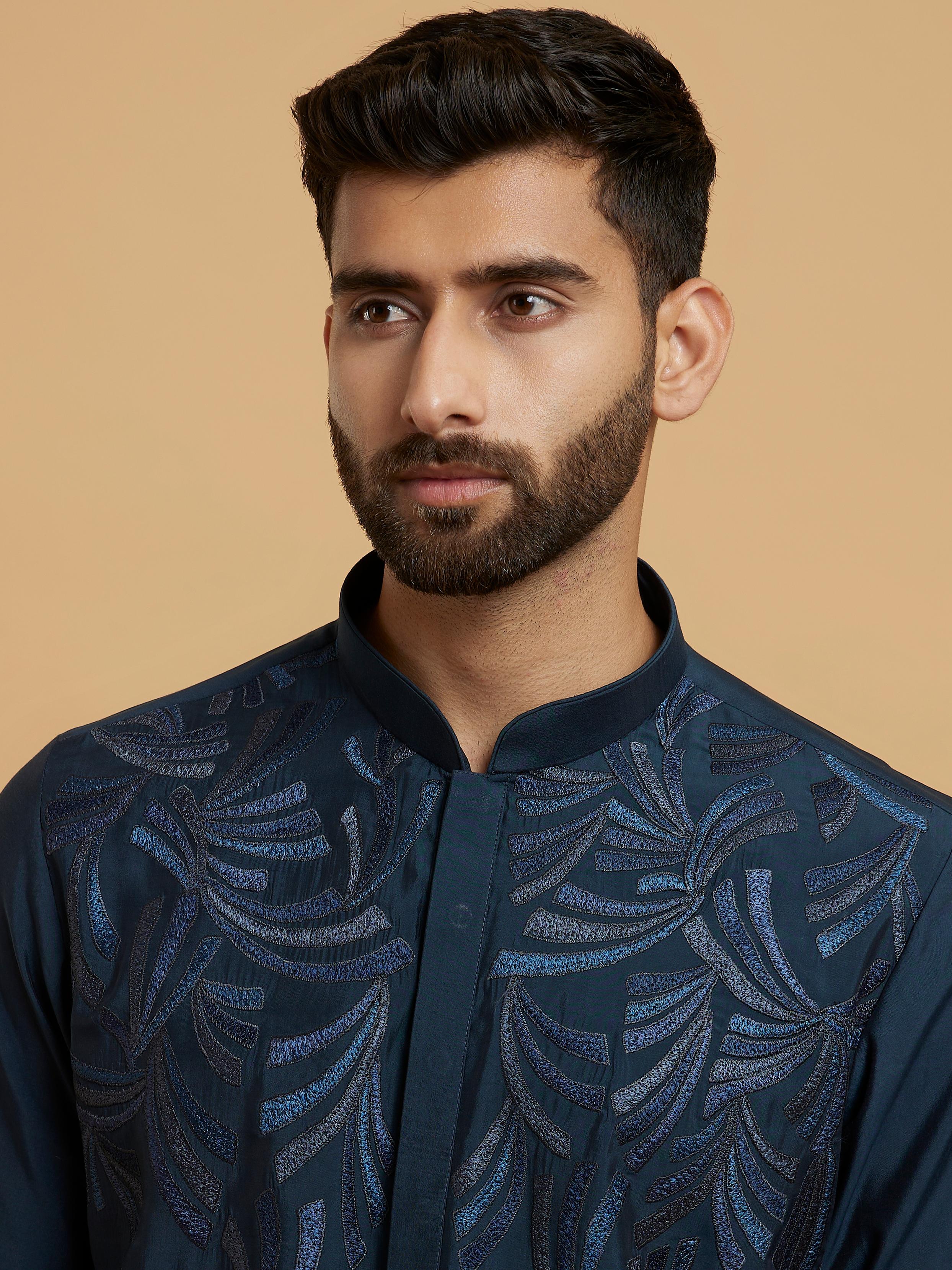 Twamev Men Dark Blue Regality Kurta Pajama