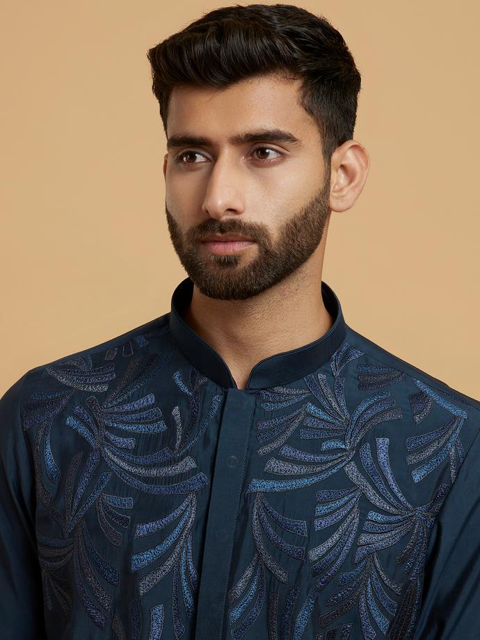 Twamev Men Dark Blue Regality Kurta Pajama