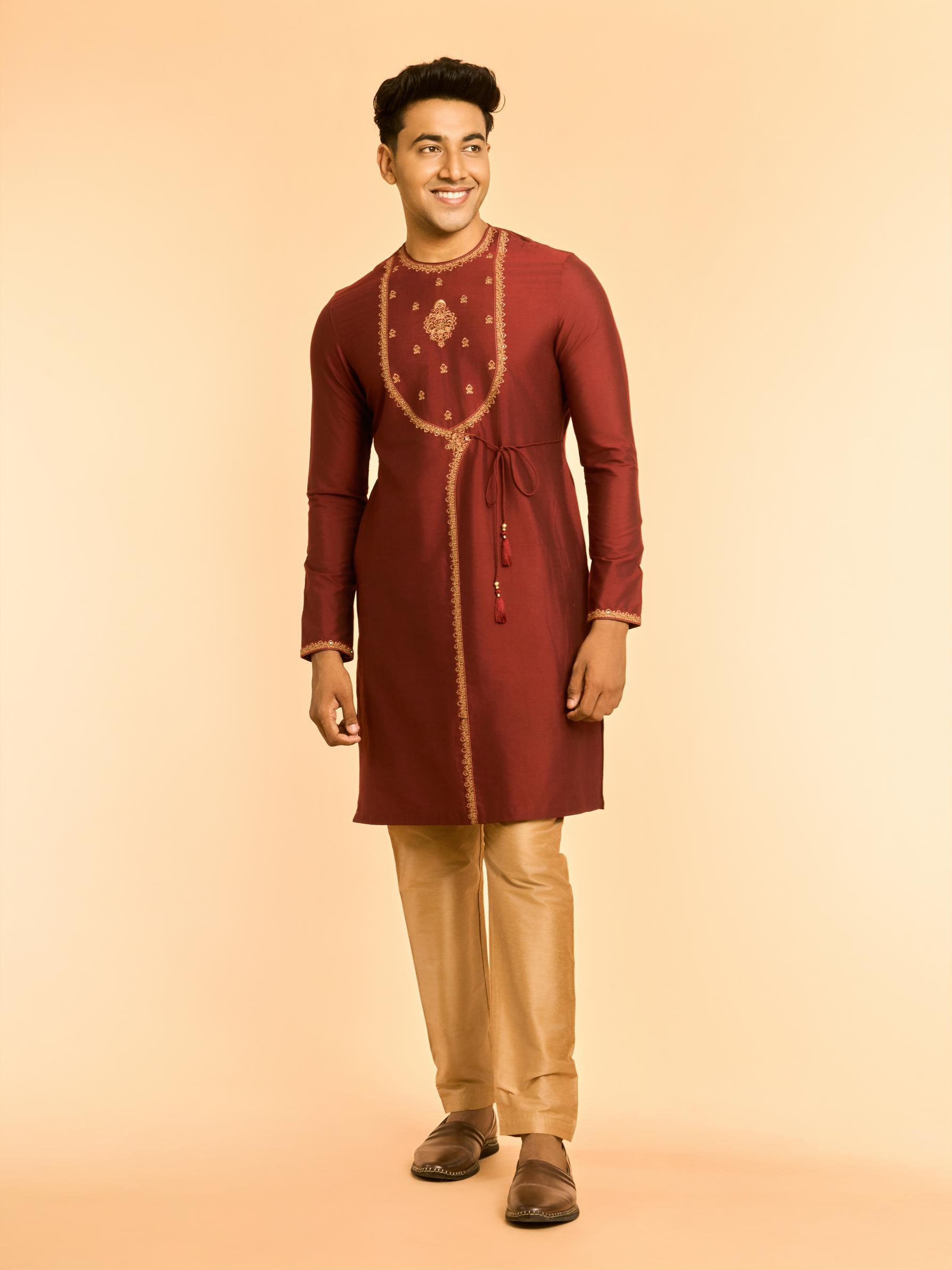 Diwas Men Dazzling Maroon Kurta