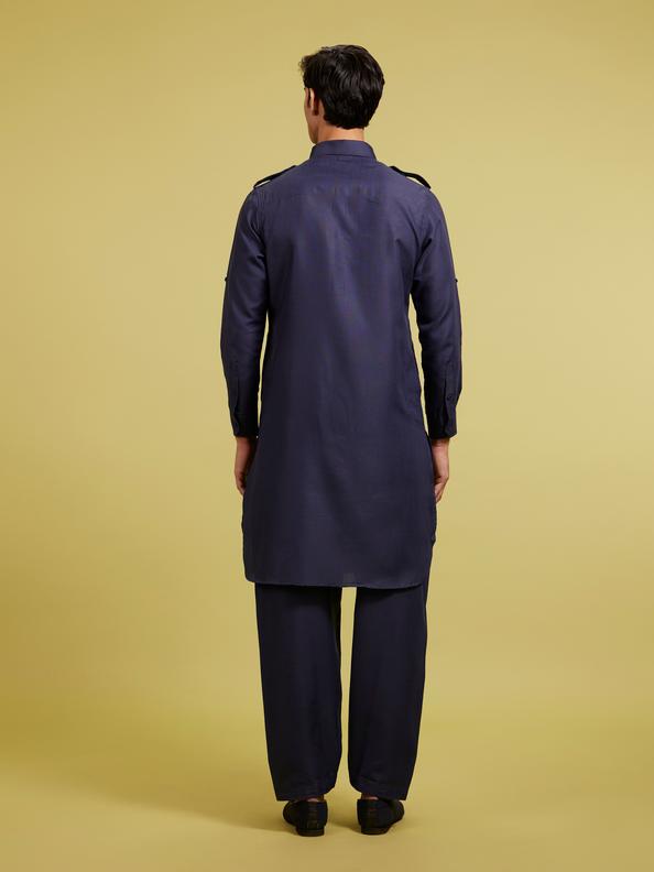 Diwas Men Midnight Blue Pathani Set