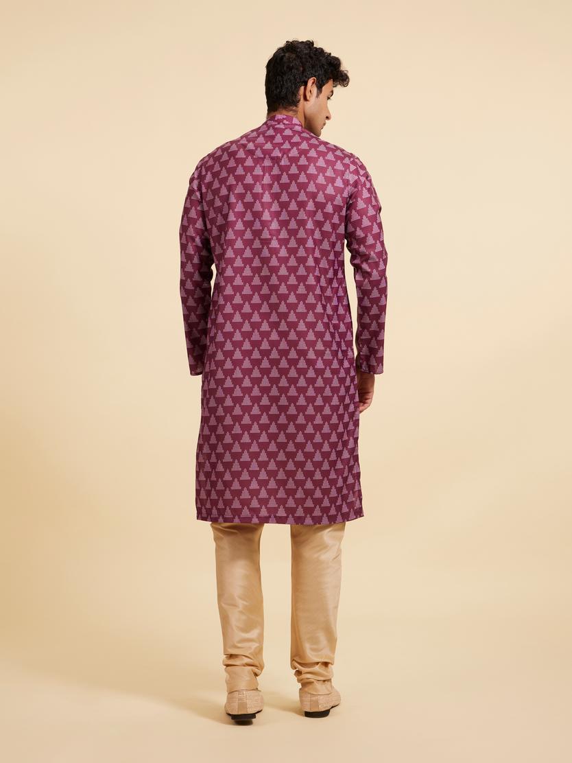 Diwas Men Damson Purple Kurta with Gopuram Motifs