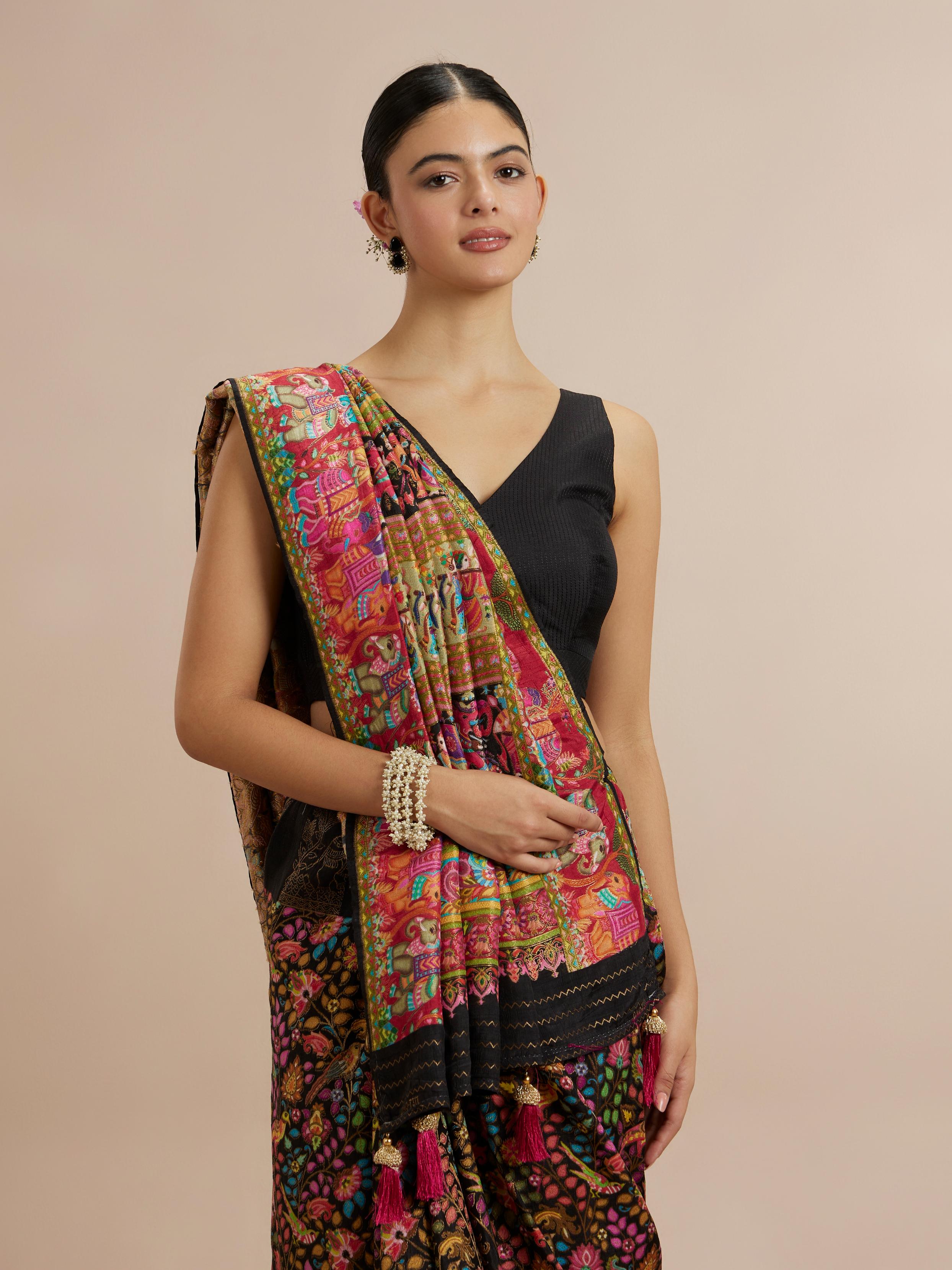 Twamev Women Black Elegance Saree