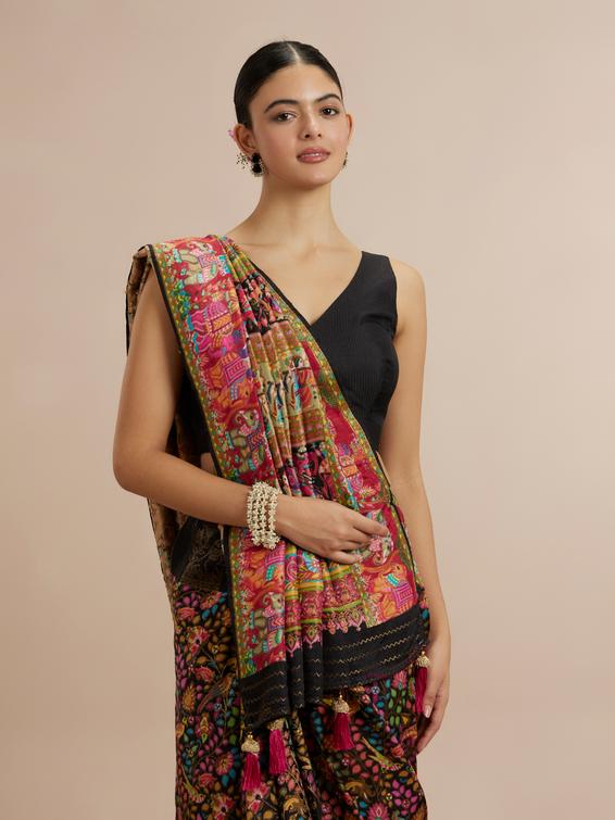 Twamev Women Black Elegance Saree