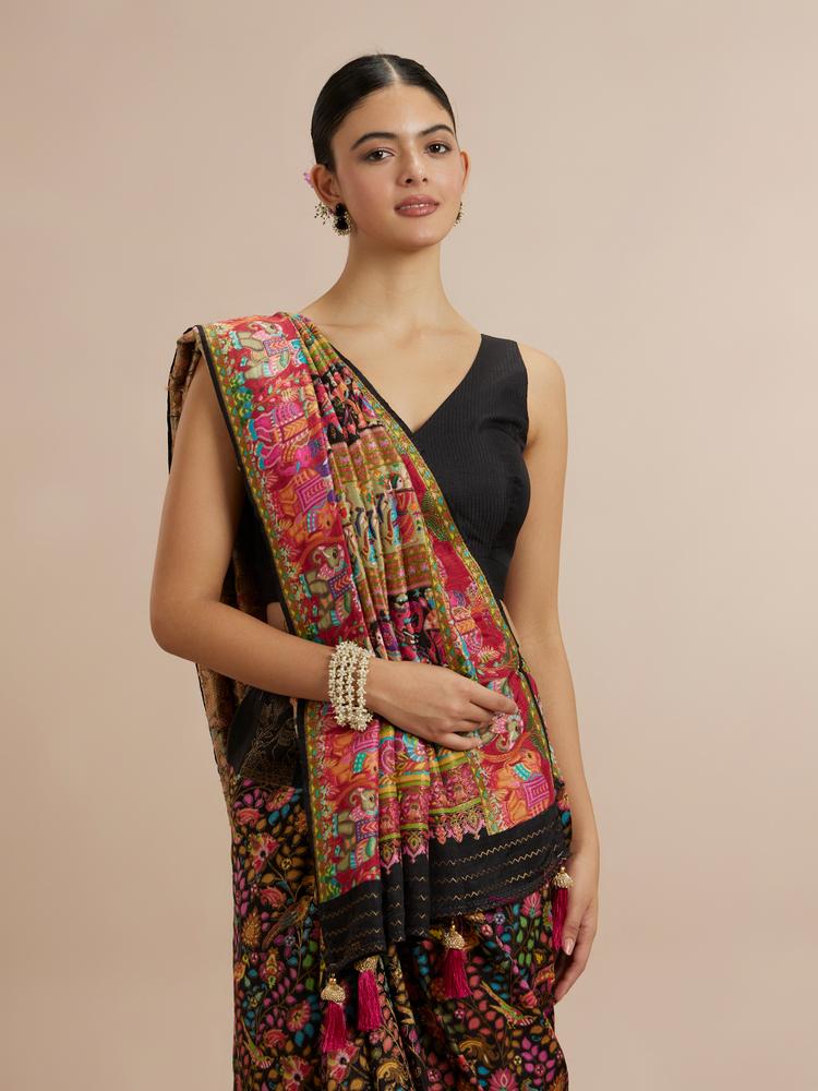 Twamev Women Black Elegance Saree