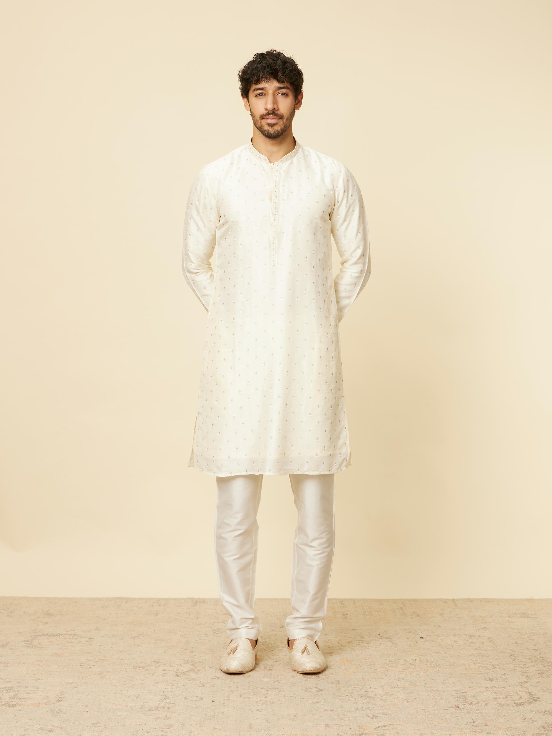 Twamev Men Warm White Self Patterned Jacket set
