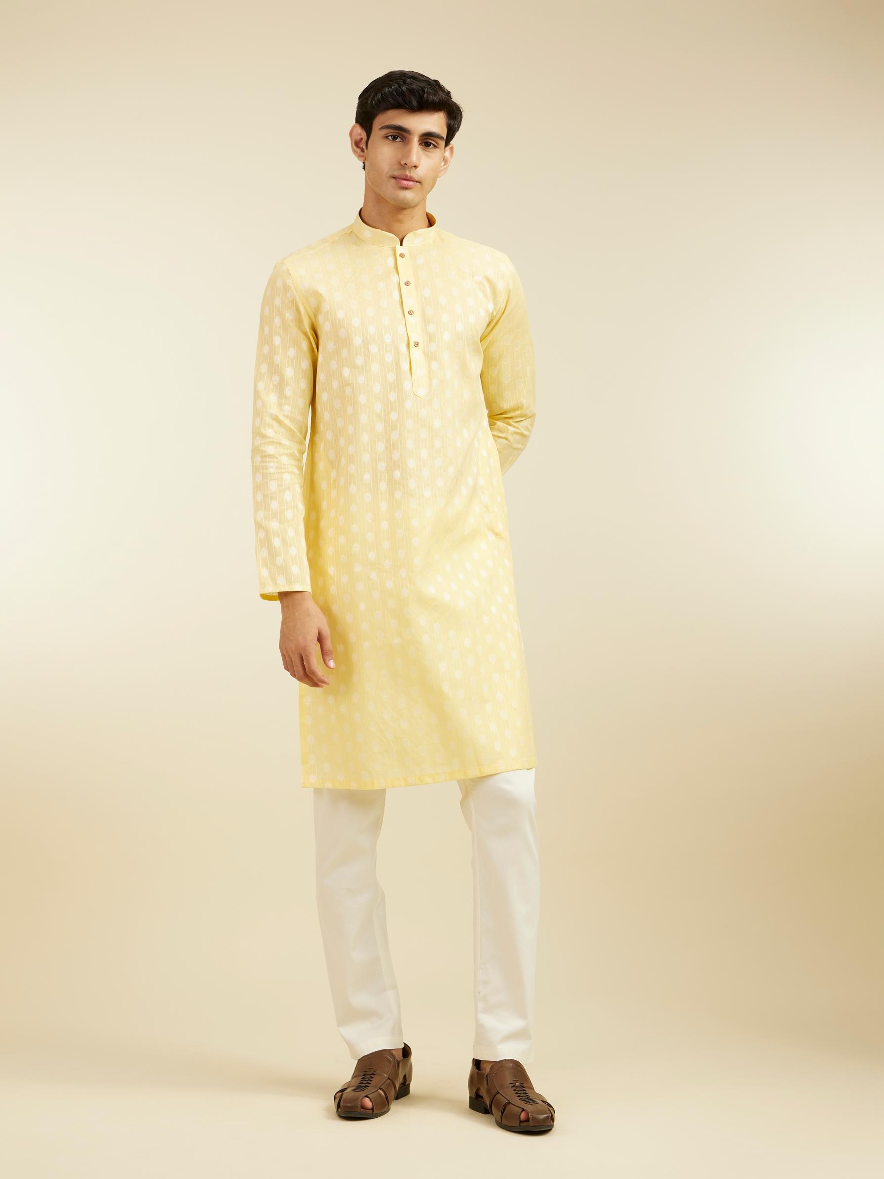 Diwas Men Sunlit Yellow Cotton Kurta