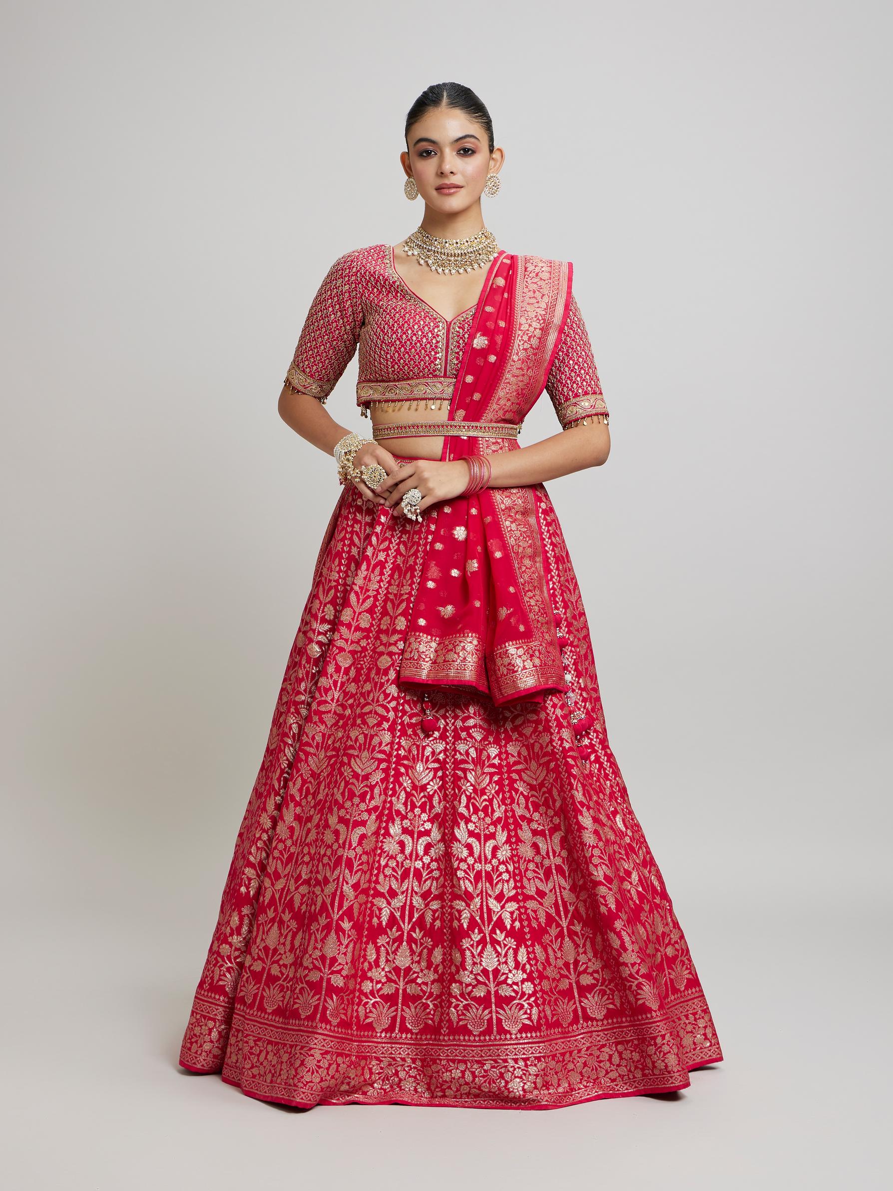 Twamev Women Majestic Pink Lehenga Ensemble