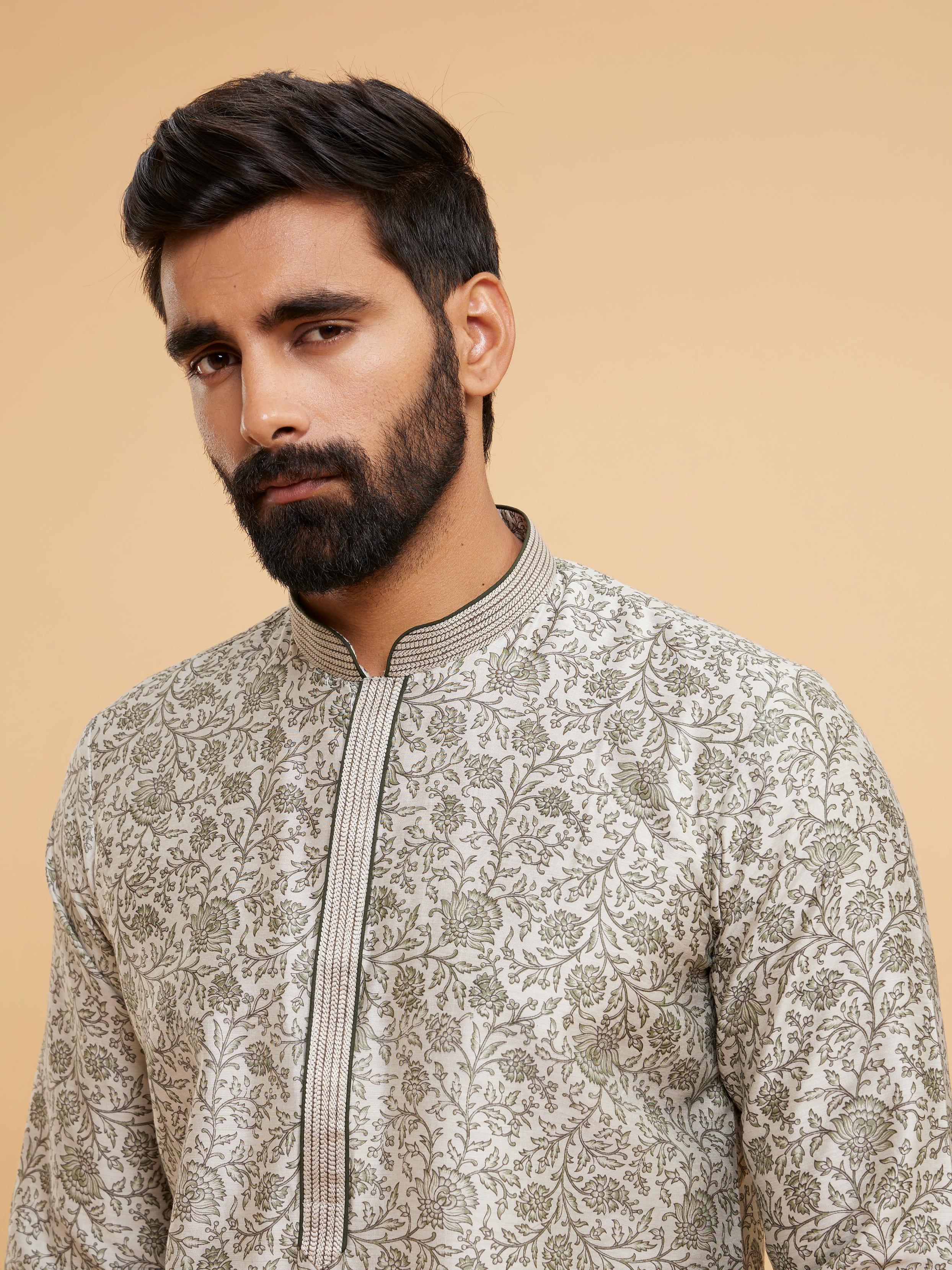 Twamev Men Pista Green Enchantment Kurta Pajama