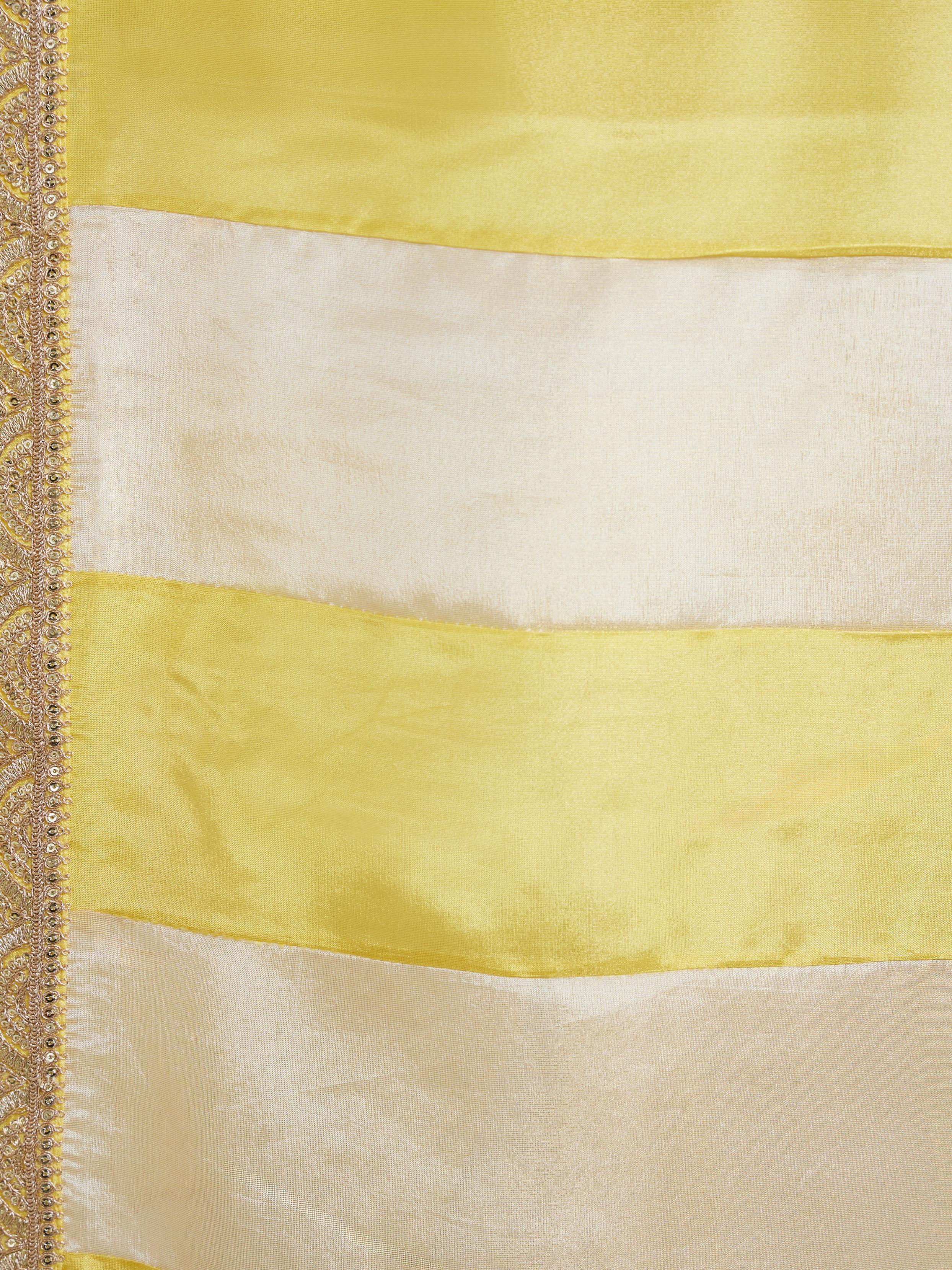 Twamev Women Twamev Yellow Tissue Saree