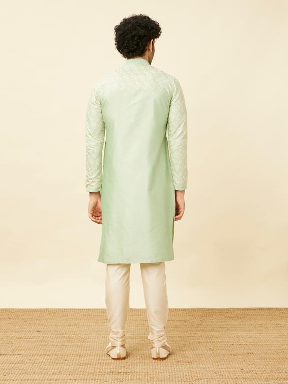 Twamev Men Mint Green Fresh Kurta Set