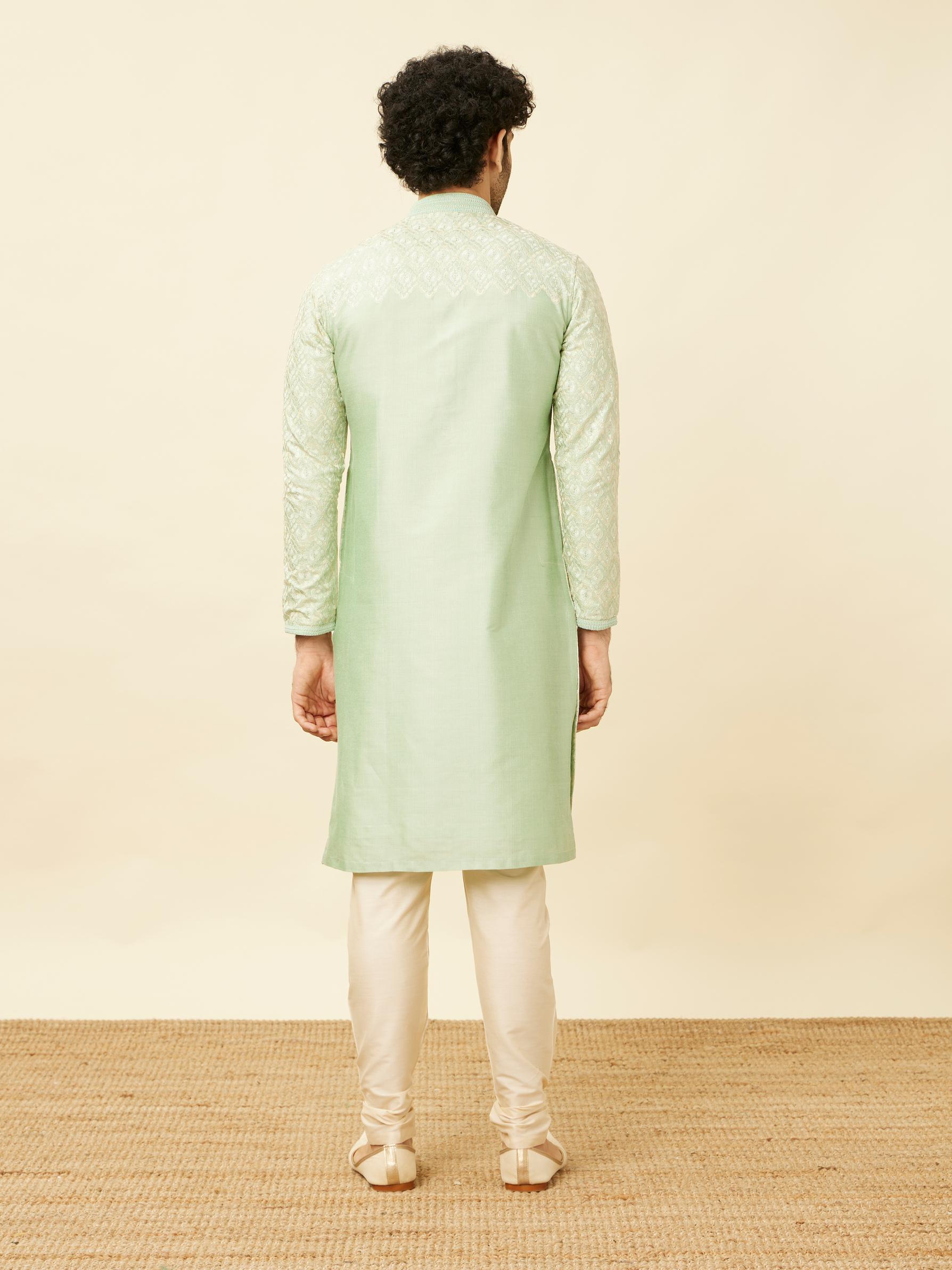 Twamev Men Mint Green Fresh Kurta Set