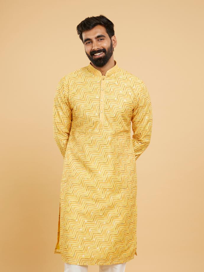 Twamev Men Sunshine Splendor Yellow Kurta Pajama