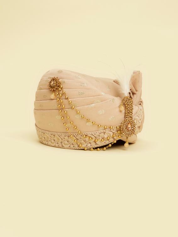 Twamev Men Dusty Pink Chanderi Safa
