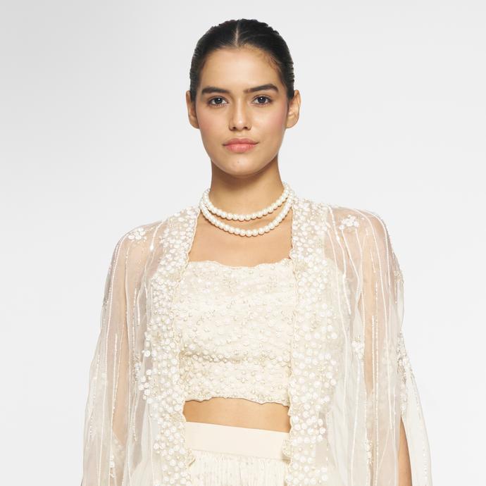 Twamev Women Elegant Cream Indo Western Ensemble