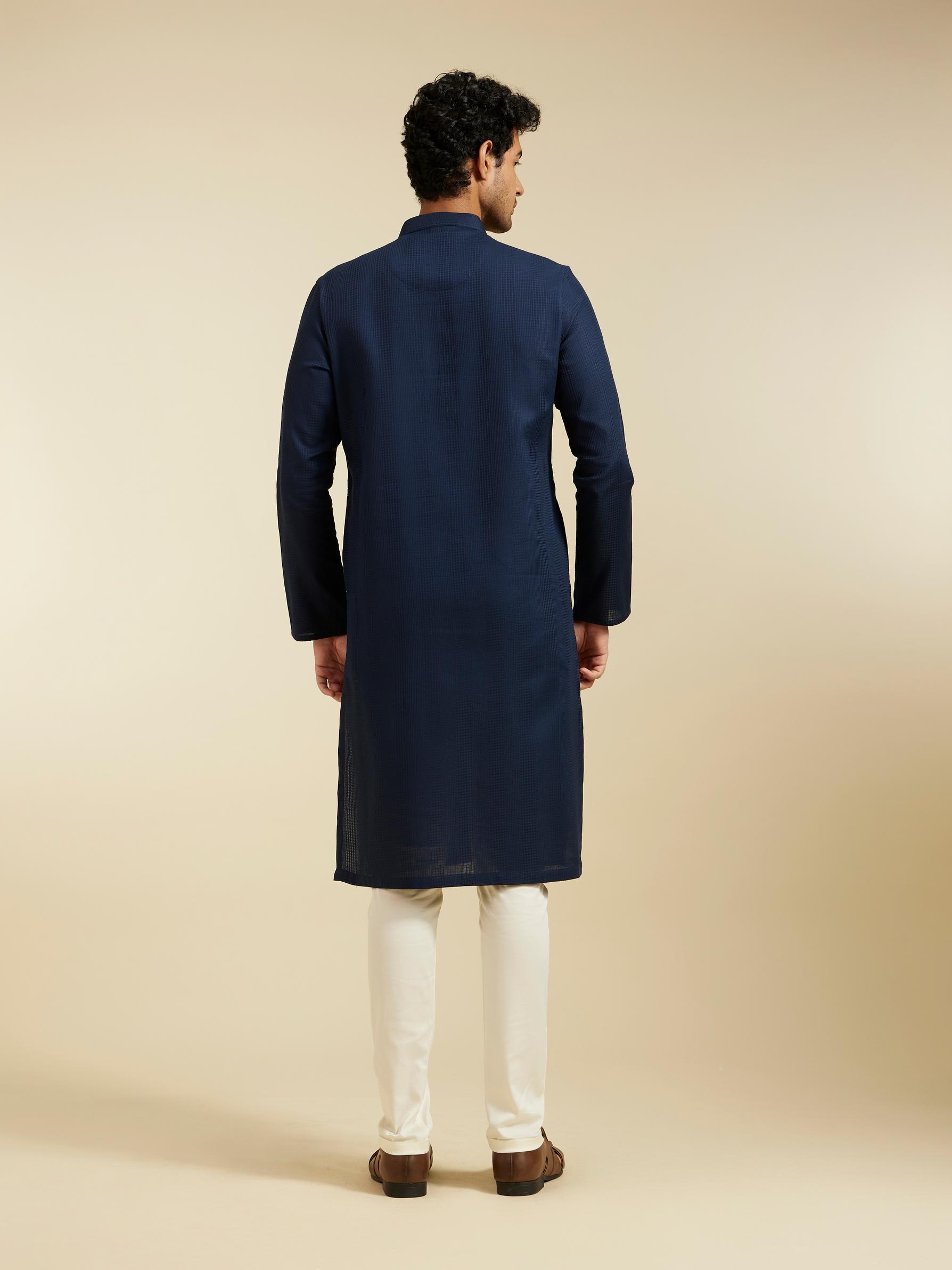 Diwas Men Indigo Blue Plain Classic Kurta