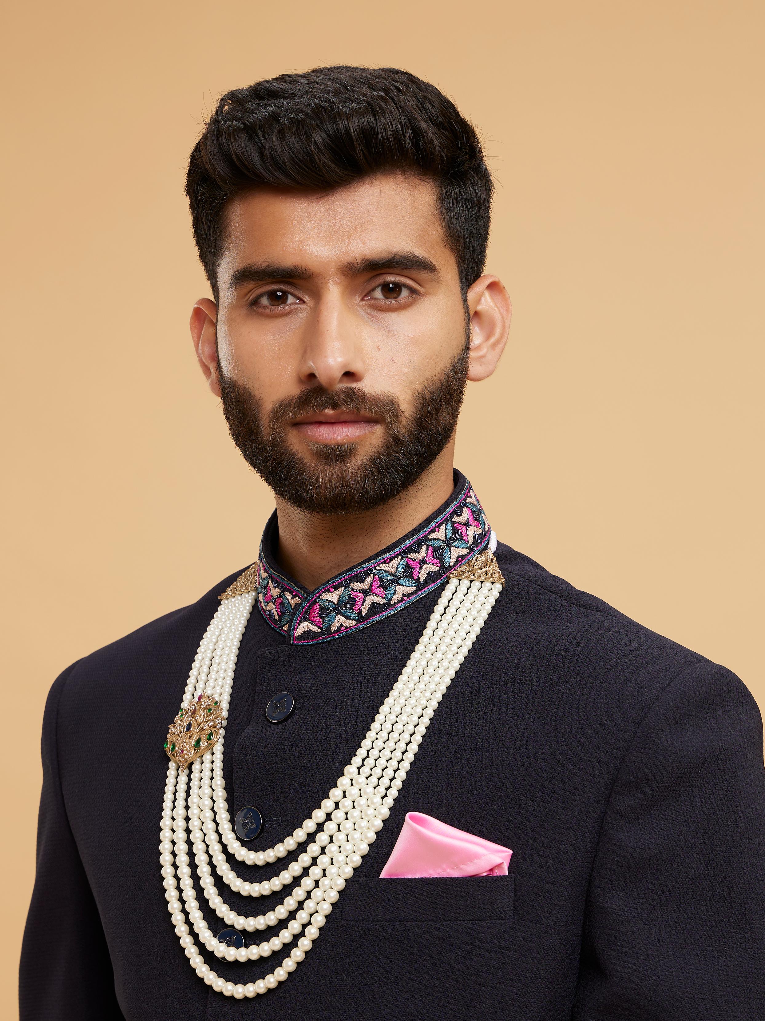Twamev Men Cream Hues Traditional Mala