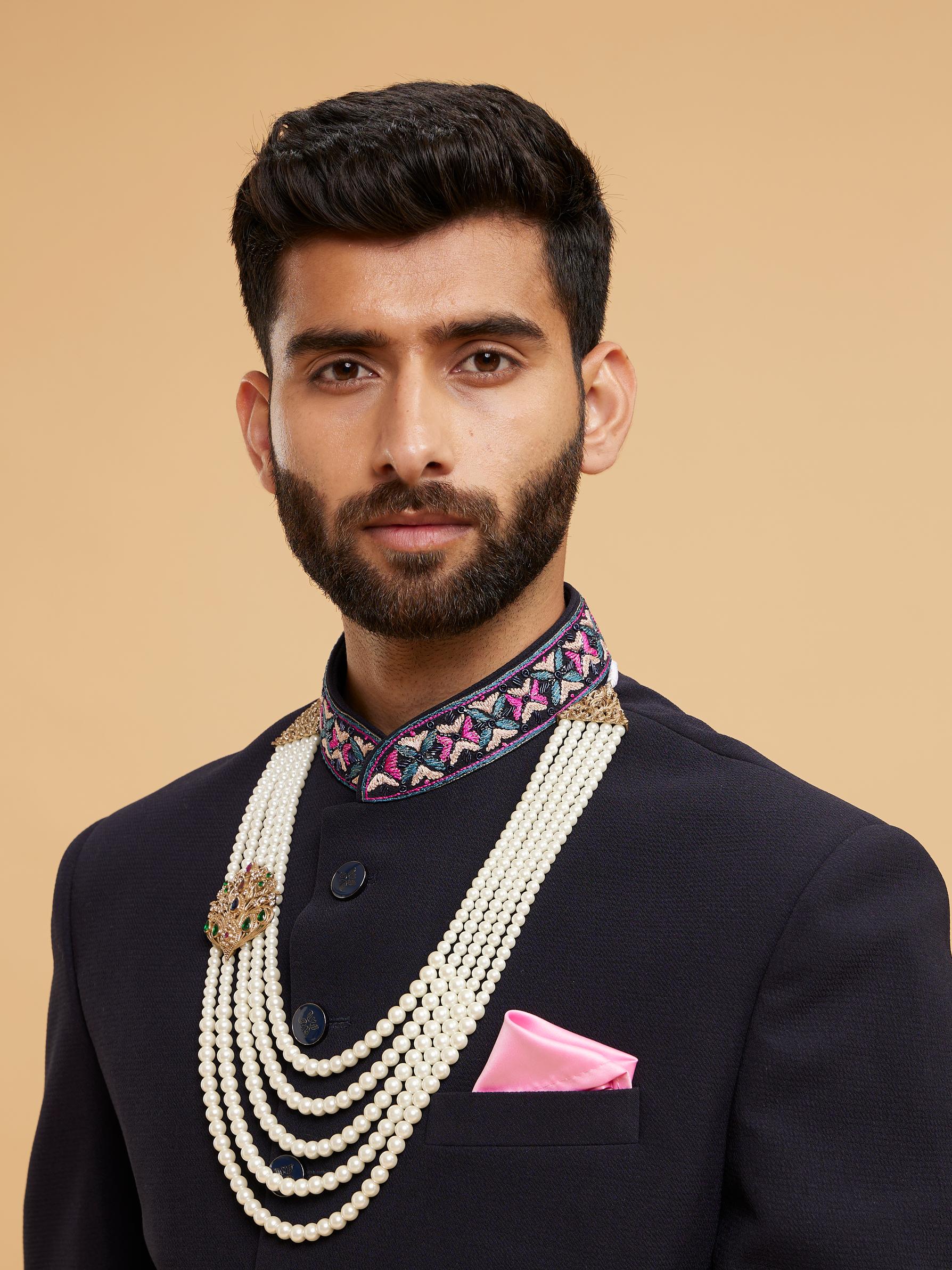Twamev Men Cream Hues Traditional Mala